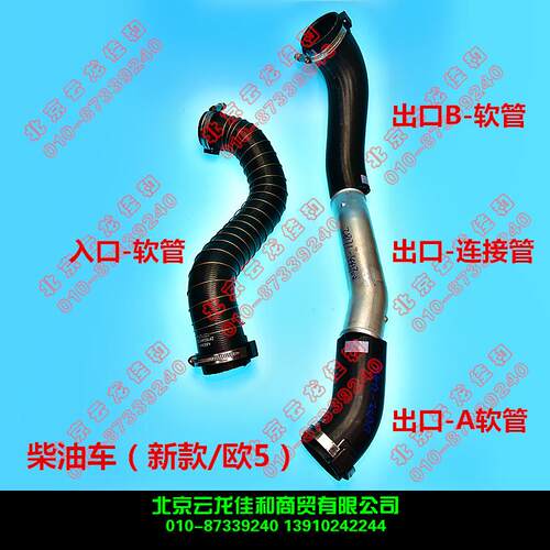 现代H-1辉翼涡轮增压器搭配中冷器散热器与风冷连接管件