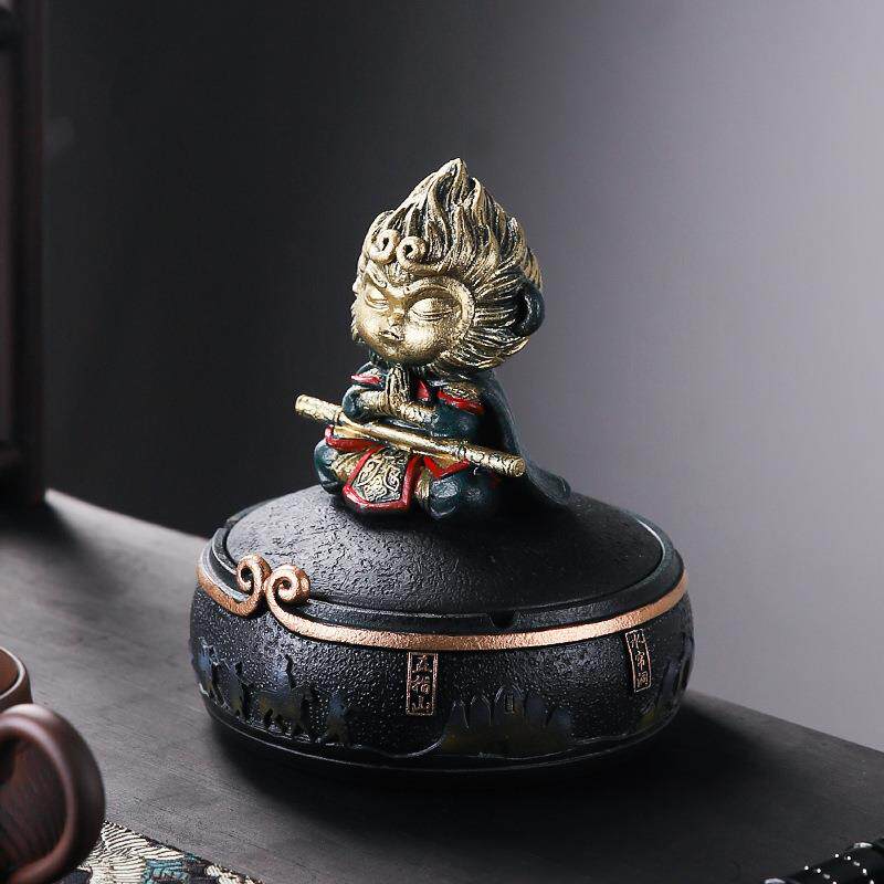 烟灰防带盖创意DDF灰潮流大号悟空齐天大圣烟飞缸家用客厅办公缸