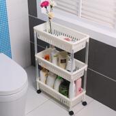 带轮置地式 化妆室浴室置物架厕所洗手间落地塑料收纳层架厨房置物