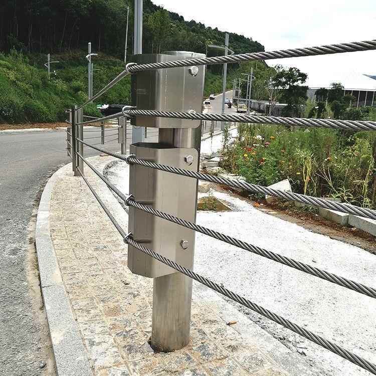 公山路防五撞索六索绳索栏景区河490道钢丝绳护栏缆护索护栏国路图片