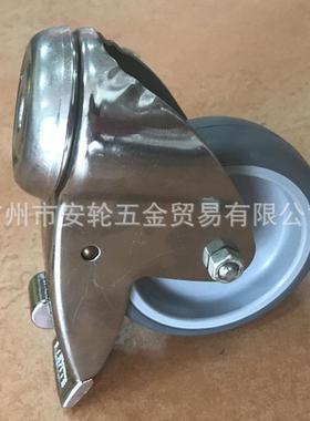 国TENT德E4寸TP32576R万向带刹车脚轮不锈钢支架100mm孔顶车轮静