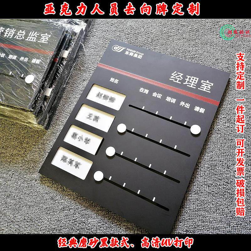 压克力去向牌定制创意磨砂办公室门牌可更换在岗人员名一览科室牌