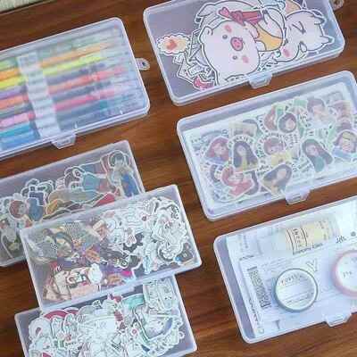 Transparent Plastic Stationery Storage Box Convenient Deskto