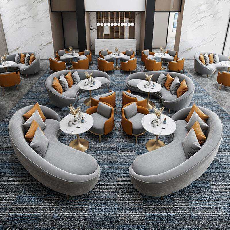 北欧办公室布艺沙发组合酒店大堂商务洽谈桌椅接待室会客休闲沙发