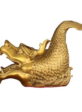 黄铜龙头鱼鳌鱼瑞兽螭吻铜器摆件龙鱼桌面家居饰品工艺品送礼