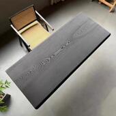 正品 炭化黑色实木大板茶桌木书桌松木餐榆桌白木蜡面板原木桌岛台