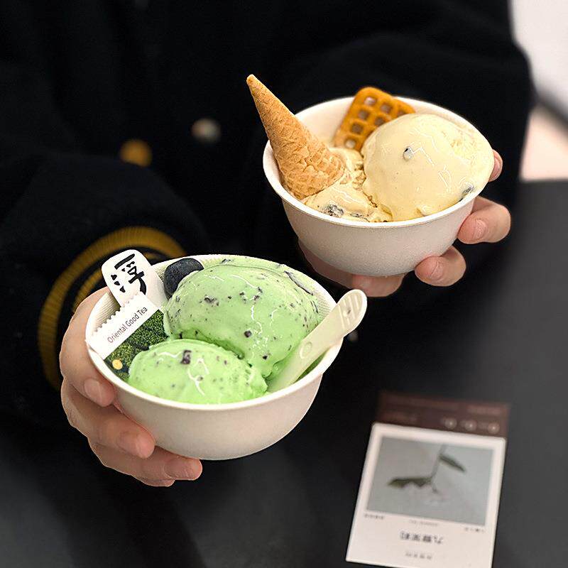 网红创意冰淇淋纸浆碗一次性冰激淋纸碗小号雪糕碗冰激凌盒子