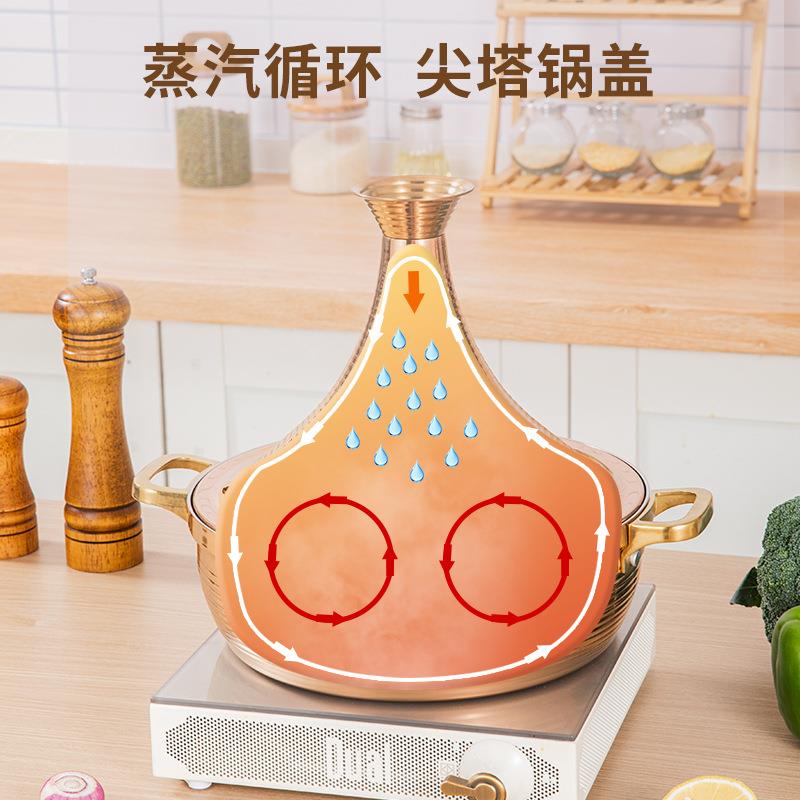 塔吉锅汤锅不锈钢火锅菌菇煲牛杂煲锅深汤煲带盖土鸡煲锅三汁焖锅图片