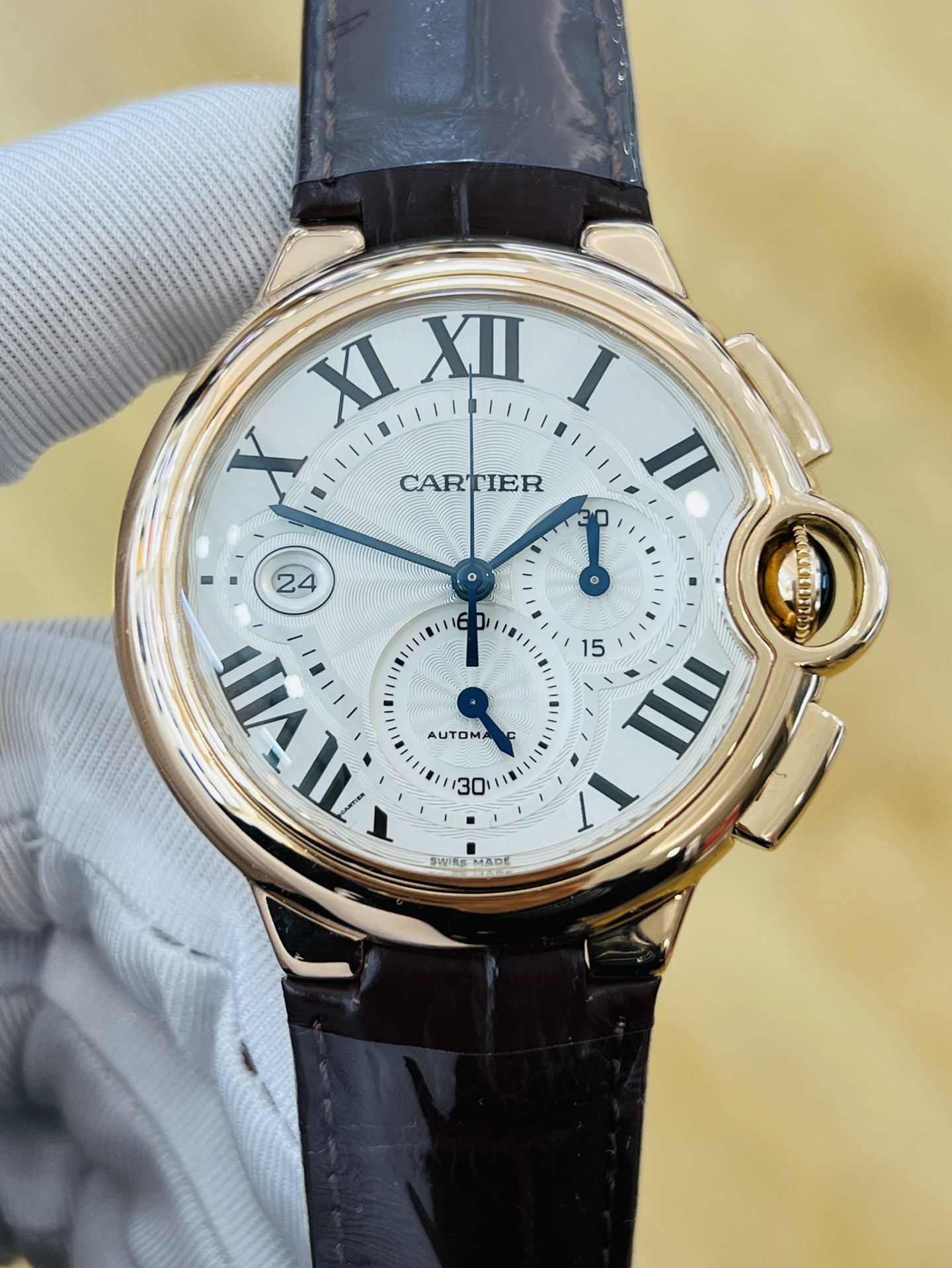 [9.8新]卡地亚蓝气球系列计时手表玫瑰金自动机械男款表W6920009