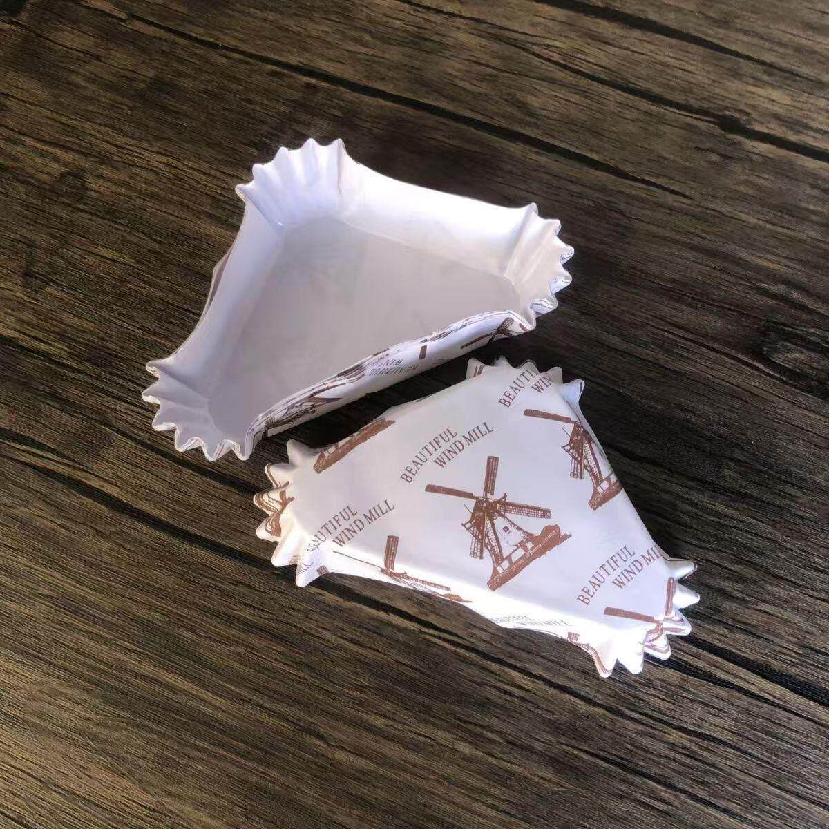 3000个烘焙三角形风车淋膜耐高温纸托面包蛋糕点心烘焙纸托模具
