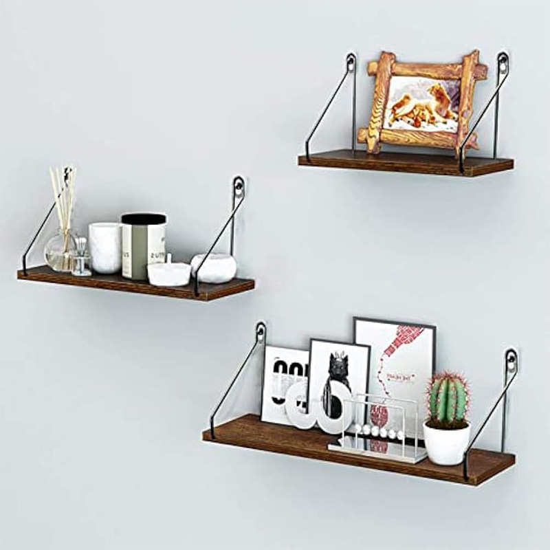 墙面置物架挂墙床头收纳架摆件木板收纳花架简约木板书架厨房架子