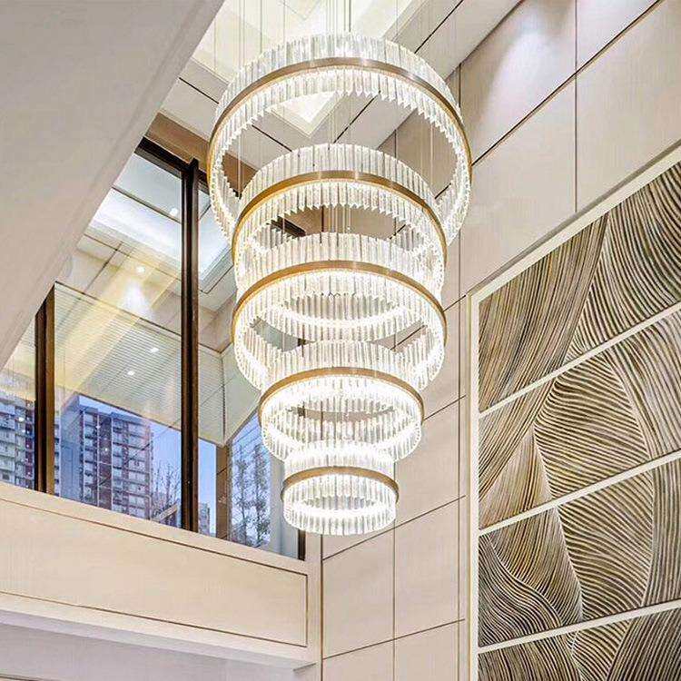 轻奢水晶客厅吊灯现代简约别墅复式楼梯灯餐厅吊灯创意工程大灯具