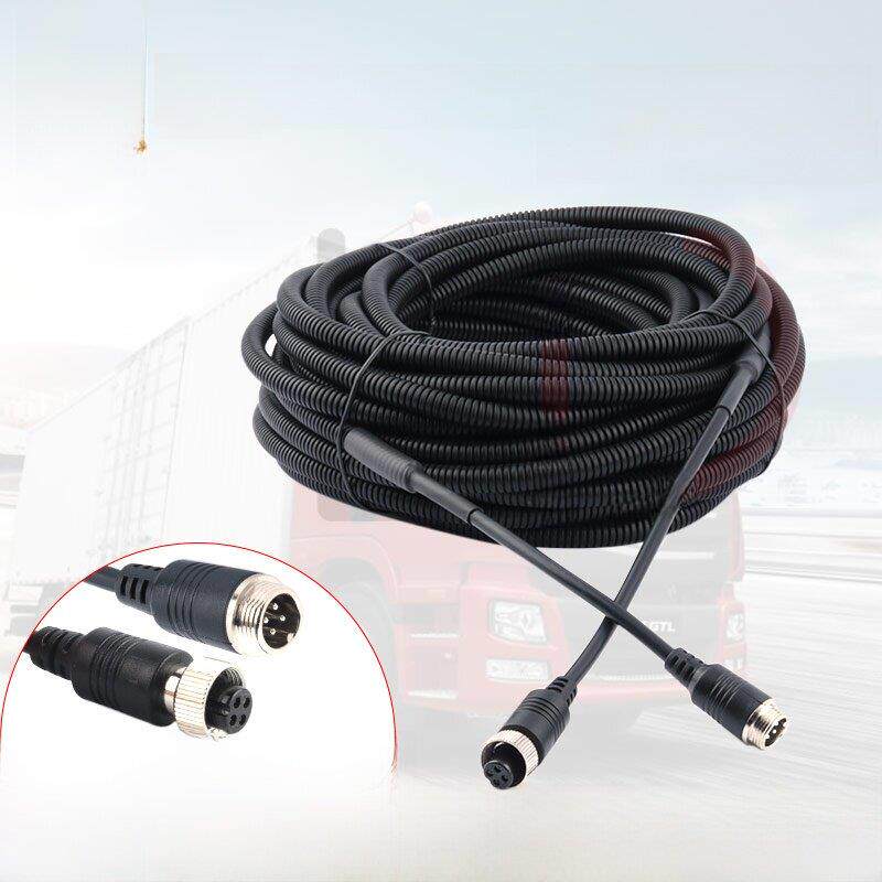 挂车货车4芯航空头延长线车载监控摄像头倒车影像波纹管连接