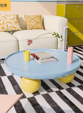 法式油型圆风形茶几多巴胺简约现DFA代小奶户客厅家用创意云朵茶