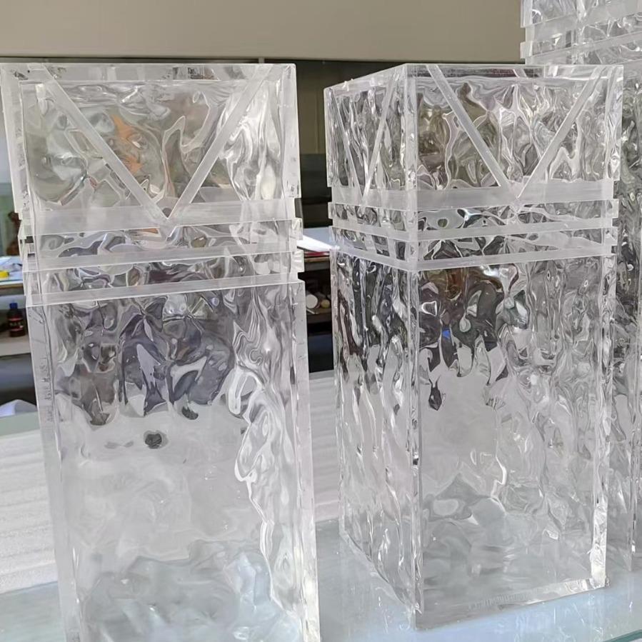 亚克力水波纹板展示台工艺品 有机玻璃特殊纹理板展示架