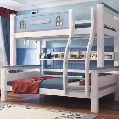 XMF小窗口挂梯全实木子母床两层上下铺r木床儿童床高低床小户