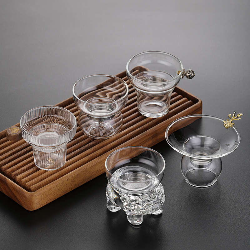 彩色如意观山玻璃公道杯茶叶茶漏茶滤茶隔滤网过滤器茶具配件