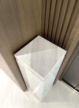 简约现代天然爵士白大理石底座别墅装饰玄关落地电视柜旁边展示台