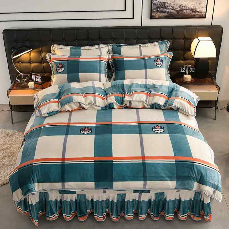 正品被冬季双面加厚保套品暖牛奶绒四件珊瑚绒床上用床单绒冬天加