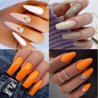 100pcs Clear Transparent Seamless Fake Nails Full Coverage