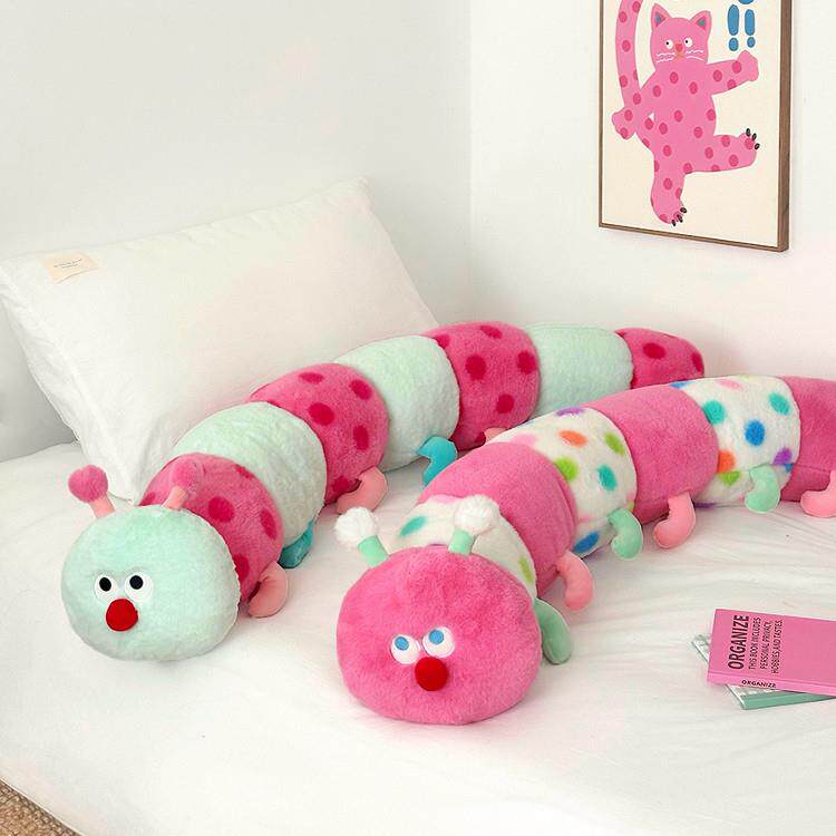 可爱毛毛虫公仔七彩毛毛虫毛绒玩具布娃娃睡觉夹腿抱枕长条抱枕