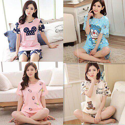 Pajama women summer short-sleeved shorts pure cotton two