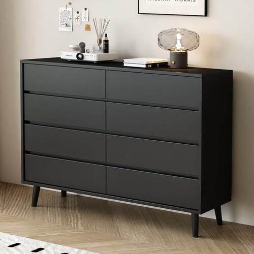 轻奢实木八斗柜卧室床尾超薄收纳柜客厅现代靠墙黑色收纳柜抽屉柜