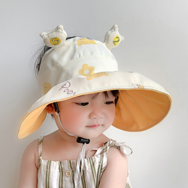 婴儿防晒帽子夏季可爱纯棉，宝宝空顶太阳帽薄款男童女孩大檐遮阳帽