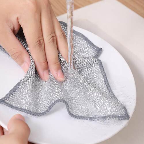 Steel wire scrubbing cloth, dual-sided mesh dishwashing clot