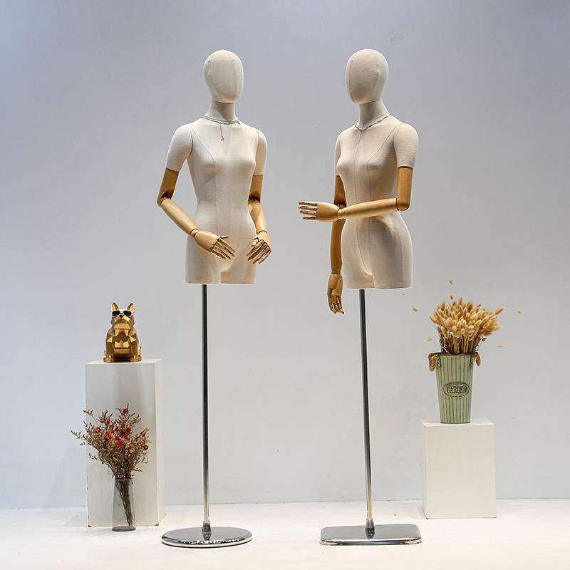 装店高服档竹节模特道具女麻半身韩462版锁骨橱窗展示架人半身偶
