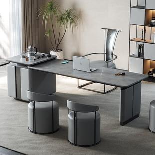 岩创板泡茶台桌现代轻奢茶桌椅组合桌TXU书一体茶式 高端办公室意