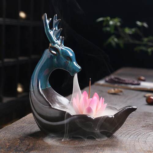 陶瓷烟倒流香炉 北欧风小鹿陶瓷个性ins现代家居客厅卧室装饰摆件