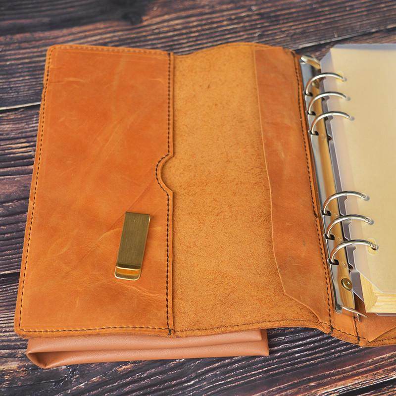 疯马A4 A6 A5 B5复古做旧头层牛皮捆绑带活页替换内芯牛皮手账本