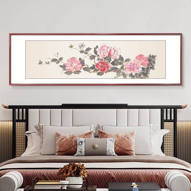 花开富贵新中式卧室床头装饰画牡丹花客厅沙发背景墙挂画老人房间