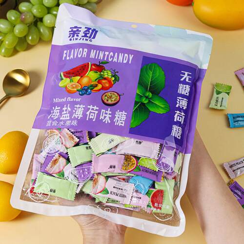 新疆包邮海盐无糖薄荷味糖混合水果味维C糖果零食强劲清新口气商