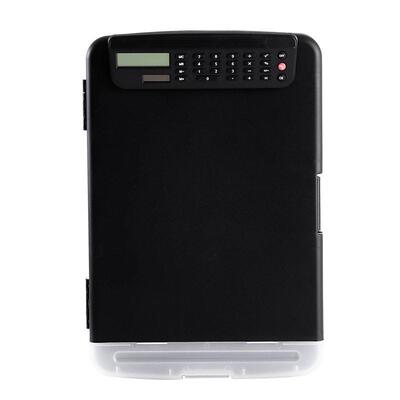 a4便携式塑料剪贴板带计算器存储夹学校公室多功能收纳盒