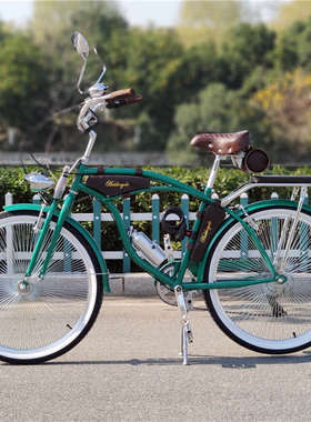 2023新款复古沙滩自行车黑色豪华变速单车豪横成年男性老版老爷车