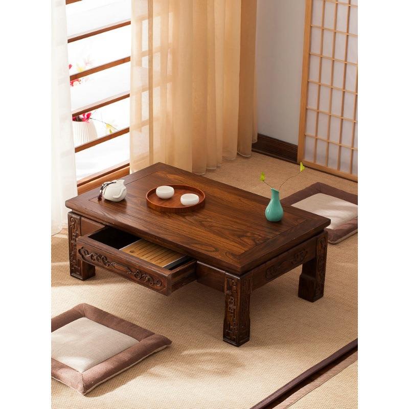 仿古榻榻米茶几实木飘窗桌炕桌老榆木炕几日式矮桌家用简约小桌子