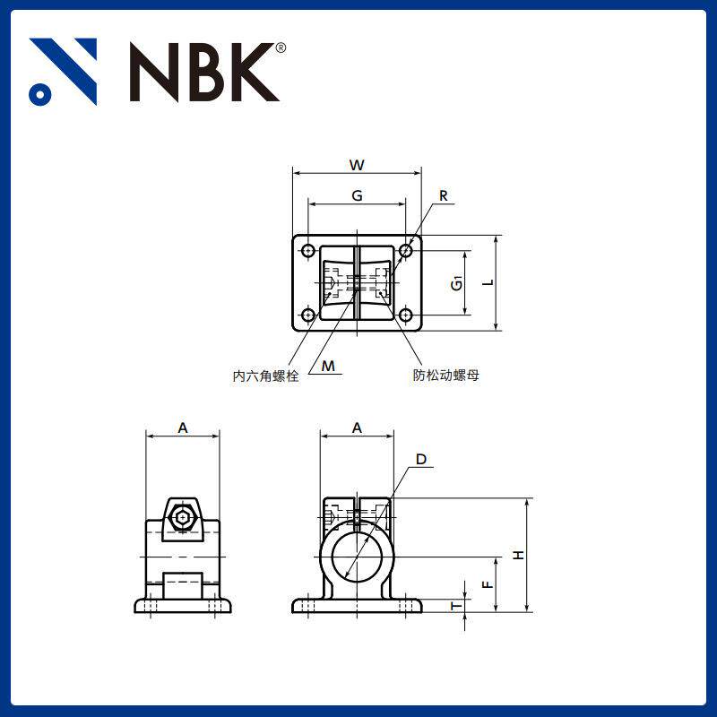 NBK GN146 管接头法兰 线性引动器 直线运动部件配件 厂家直供