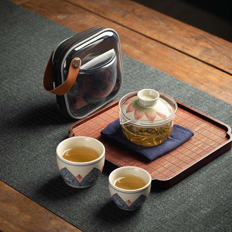 中式复古旅行快客包便携式户外露营泡茶碗品茗杯小套装陶瓷工艺品