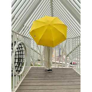 懒周日原创波点鹅可爱球球提手成人手动黄色防晒黑胶男女晴雨伞
