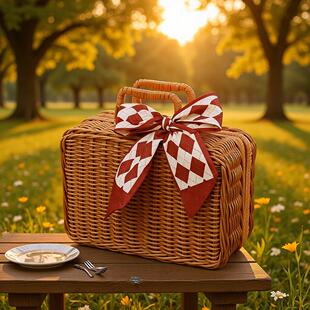 凰图仿藤箱复古手提收纳箱婚礼摄影装饰拍照伴手礼藤编整理箱