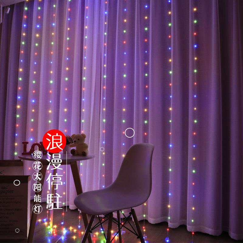 LED遥控窗帘灯流水灯瀑布灯USB铜线灯串灯婚庆室内室外装饰灯氛围