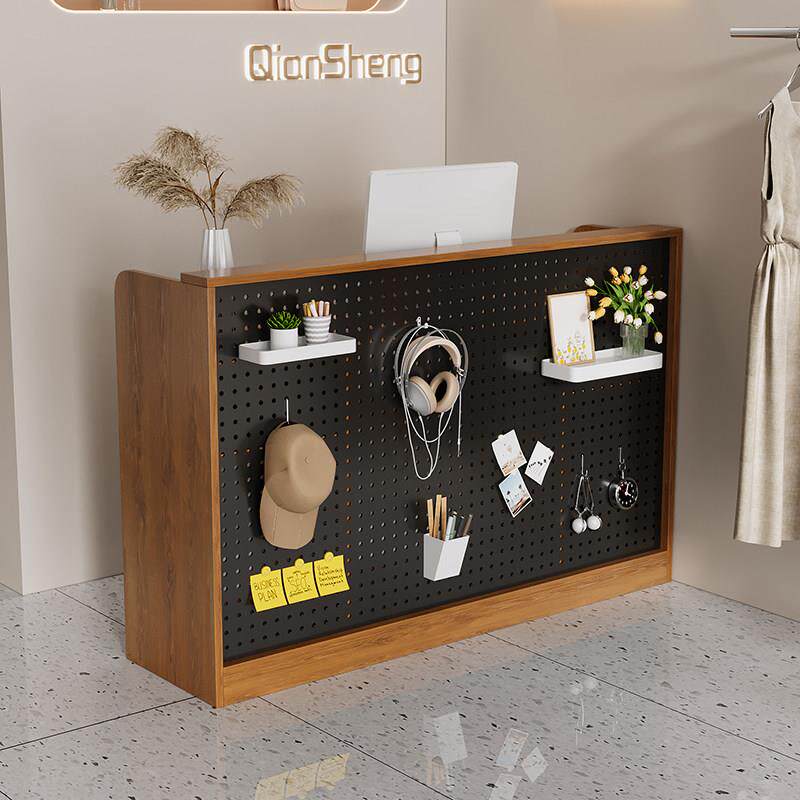 收银柜台服装店带洞洞板简约现代前台女装吧台桌美容美发接待台柜