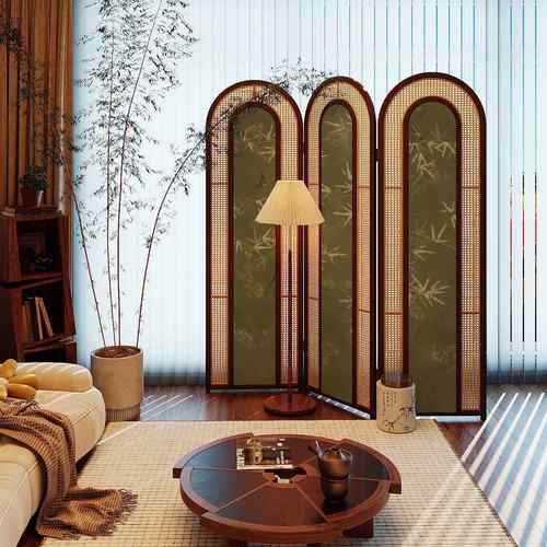 法式中古风屏风隔断客厅入户酒店餐厅家用装饰沙发背景墙移动玄关