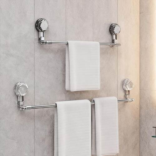 Suction Cup Towel Rack Bathroom No-Drill Bath Towel Bar Exte