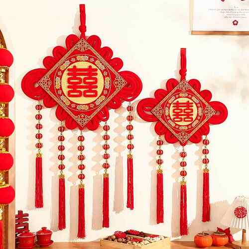 喜字结婚专用婚房布置装饰客厅玄关中国结入户门红色立体囍字挂件