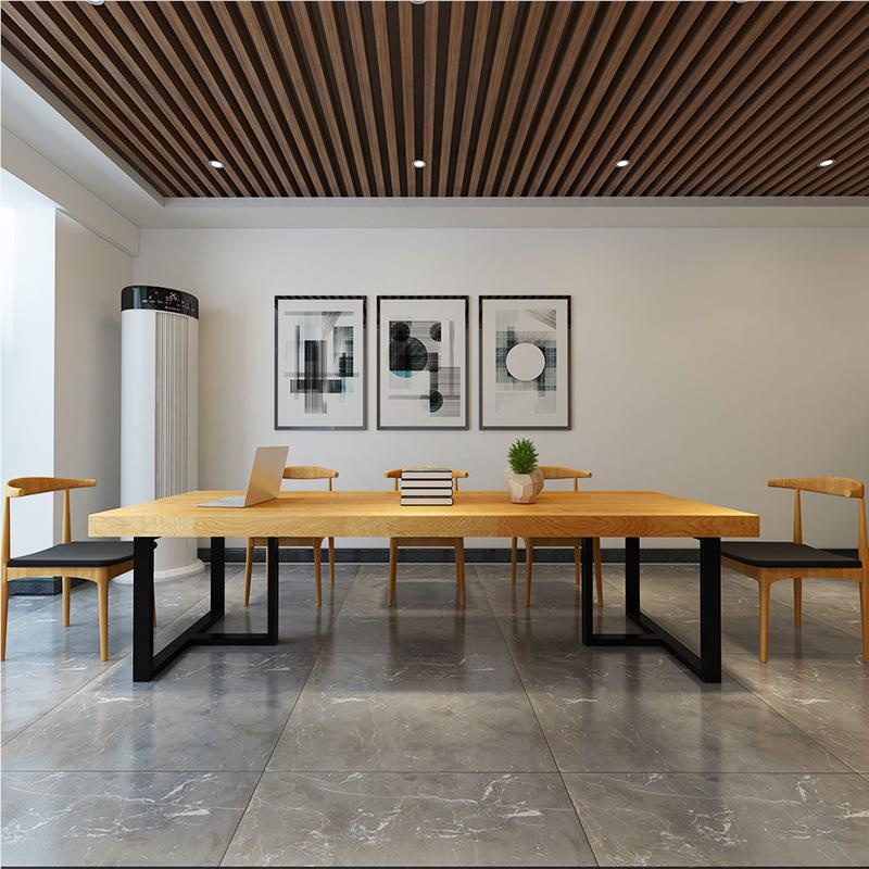 约实司木办公桌椅长方形公工作室职员子会议简培训桌铁艺洽谈桌