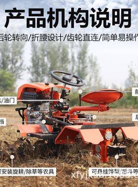 驱四座驾式微耕自走式耕地机柴油款大马小型机旋耕力MVY车果园菜