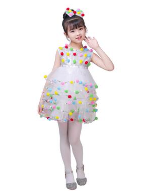 高档六公蹈一儿童蓬蓬裙演出片服小班幼儿黄色舞服女童可爱主裙亮